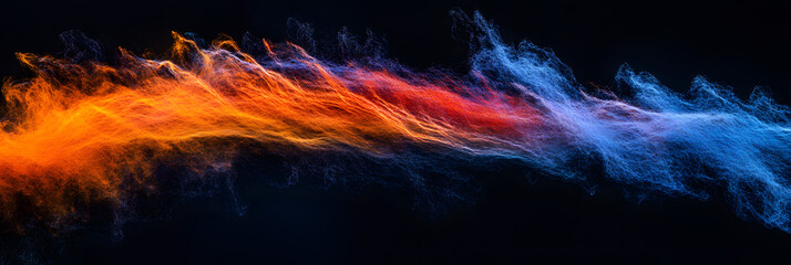 Wall Mural - abstract image of colored waves that may show temperature variations - wide banner - black backgroun