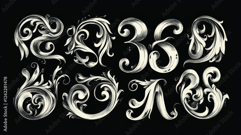 Prepositions, articles and ampersands seamless pattern. Vector fonts ...