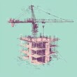 © Антон Сальников - Digital abstract representation of a construction site that includes cranes and scaffolding