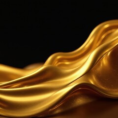 Poster - Liquid gold wave, shimmering on black backdrop, smooth, celestial, black