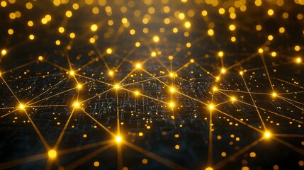 Wall Mural - top down view of a radiant virtual financial network with illuminated connectivity futuristic of a d