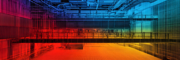 Wall Mural - abstract colorful image represent a building - wide banner