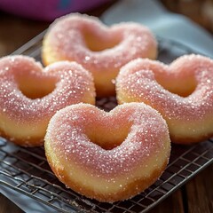 Wall Mural - heart-shaped sogar donuts