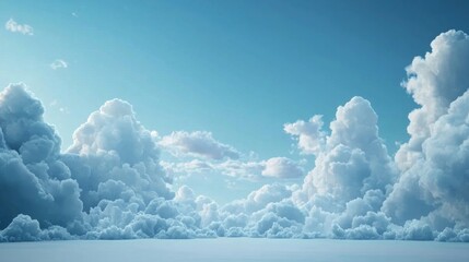 Wall Mural - Serene blue sky with fluffy white clouds