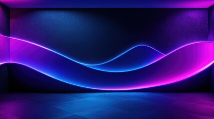 Wall Mural - A futuristic digital abstract background featuring sleek, curved lines and glowing elements in shades of blue and purple, set against a dark backdrop.