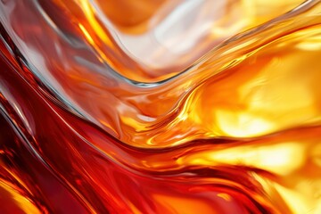 Wall Mural - Abstract fluid motion of orange, red and gold tones as a background for design