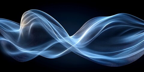 Wall Mural - Abstract blue wave, dark background, flowing design, website banner (1)