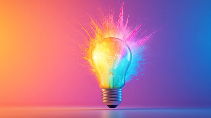 Poster - An electrifying scene in which a bulbâ€™s glass cracks open, unleashing an energetic mix of