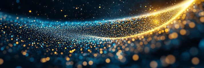 Poster - An ethereal scene with radiant DNA spirals in shades of metallic gold, luminous dust drifting in