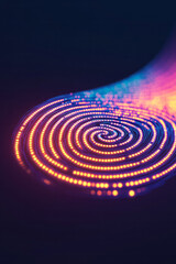 Aufkleber - A dramatic composition where the fingerprint pulses with glowing outlines, data-laced circuits