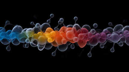 Aufkleber - A vivid arrangement of molecular nodes flexing in unison, illuminated by rolling bursts of bright,