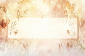 romantic peach and gold wedding invitation background with blank banner