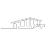 © Rizal - Continuous line drawing house building at big city. Home architecture property isolated minimalism concept on white background