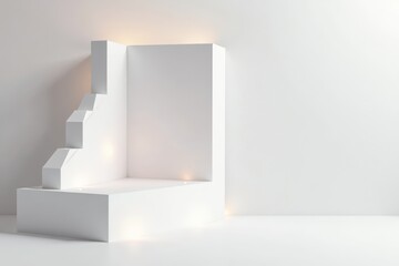 Wall Mural - Clean white geometric shapes, minimalist lines , background, style