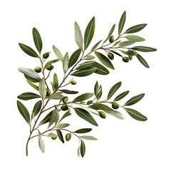 Olive tree twig branch isolated on white background