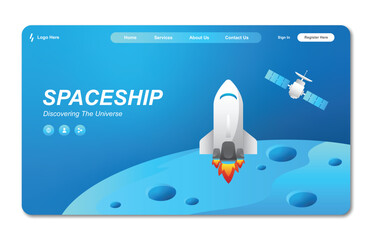 Wall Mural - landing page template with startup concept. web design template. development technology. vector illu
