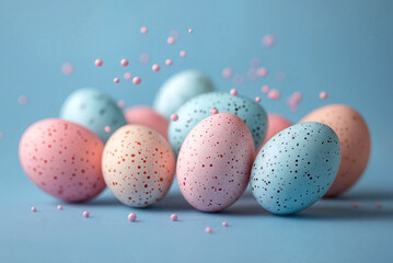 Wall Mural - Colorful pastel eggs with speckles in abstract design