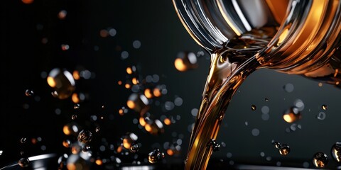 Poster - Bottle of oil is pouring into a container