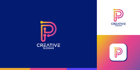 Letter P logo icon design template elements
