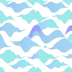 Wall Mural - Abstract Watercolor Wave Pattern:  A captivating seamless pattern featuring stylized watercolor waves in shades of blue and purple, creating a dynamic and calming visual.