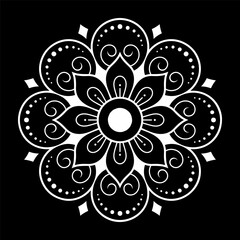 Wall Mural - circular pattern in form of mandala with flower for henna, mehndi, tattoo, decoration. decorative or