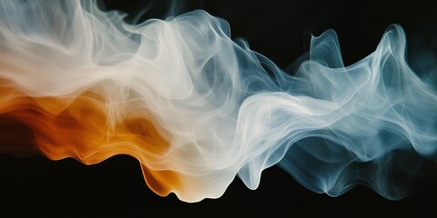 Canvas Print - abstract colorful smoke wave on black background, flowing ink pattern. colorful fluid. vibrant color