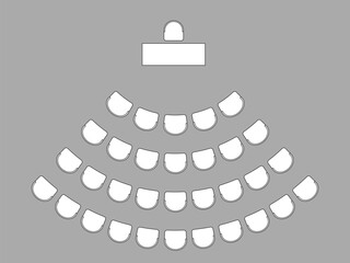 Furniture elements top view set for auditorium, classroom with place spectators. Kit for plan of office, lecture hall, workspace, education, school. Scheme chairs and tables. Collection for interior