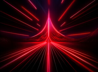 Wall Mural - an abstract image featuring vibrant red lines converging and diverging, creating a dynamic and futur