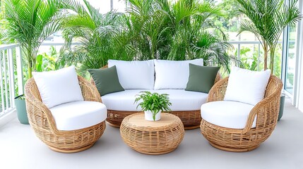 Canvas Print - Wide angle rattan seats