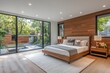 © ChaoticMind - Modern bedroom design with large windows showcasing natural light and outdoor greenery