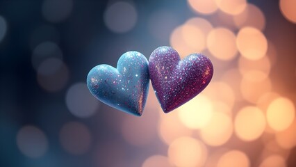 Abstract bokeh background with hearts for Valentines Day card, wallpaper.