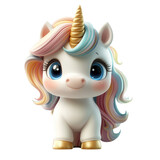 3d cute unicorn character isolated on transparent background.PNG