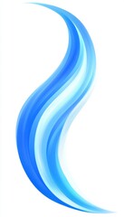 Wall Mural - abstract blue wave, flowing ribbon design on white background, isolated graphic element.