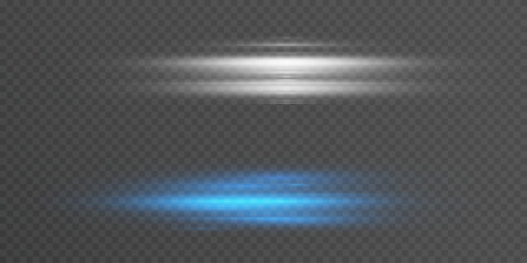 Leinwandbilder - Abstract blue horizontal light flash and laser beams with glitter. Isolated on transparent background. Vector for illustrations and web design.