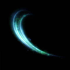 Leinwandbilder - Light effect in the concept of moving smooth curved lines. Glowing blue light swirls in smooth, flowing lines. Vector	