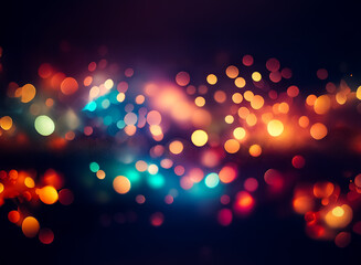 Wall Mural - abstract bokeh lights create a festive and dreamy atmosphere. blurred circles of vibrant colors like