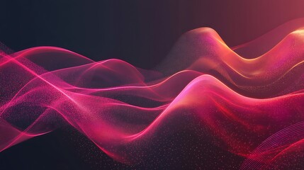 Wall Mural - Abstract Pink and Orange Wave Particle Design