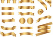 © Olesia - Vector illustration set of elegant gold ribbon banners and labels. Shiny metalic badges for premium products, luxury advertising, awards, and promotions. Blank space for custom text or logo.