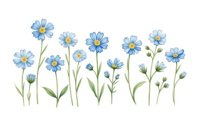 Canvas Print - Blue flowers in various stages of bloom