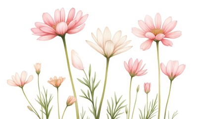 Canvas Print - Delicate pink flowers in bloom