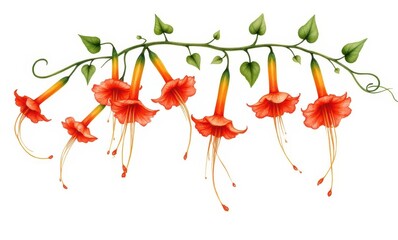 Wall Mural - Vibrant red hanging flowers on vine