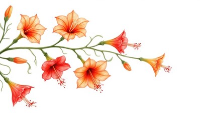 Wall Mural - Beautiful orange flowers on a vine