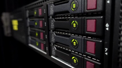 Wall Mural - high tech digital server room network background. internet local network tech equipment concept 4k