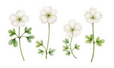 Canvas Print - Delicate white flowers on green stems