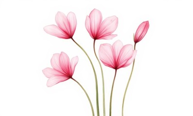 Wall Mural - Delicate pink flowers on white background