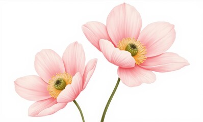 Wall Mural - Two delicate pink flowers in bloom