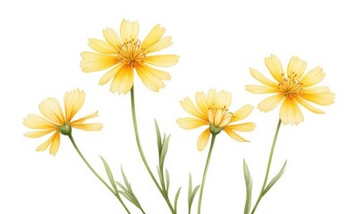 Canvas Print - Delicate yellow flowers on white background