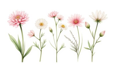 Wall Mural - A collection of delicate pastel flowers