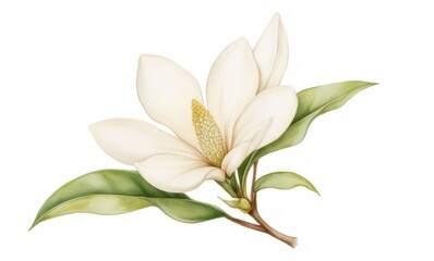 Canvas Print - Beautiful white magnolia flower illustration