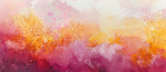 Wall Mural - A gentle watercolor illustration with a pink and yellow gradient.